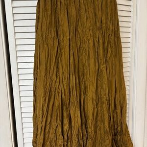 Crinkle silk midi skirt